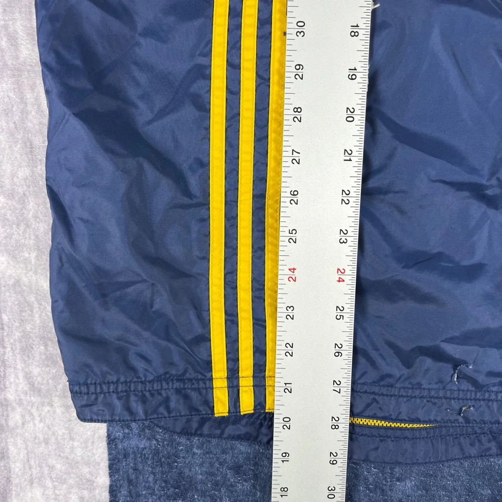 Y2K Adidas Boys XL Navy Blue Stripe Hooded Half Zip‎ Anorak Windbreaker Jacket
